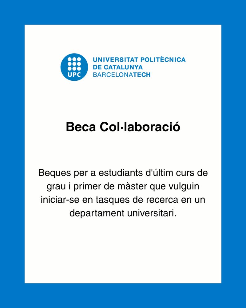 Oberta la convocatòria de la beca Col·laboració