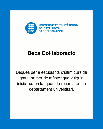 Oberta la convocatòria de la beca Col·laboració