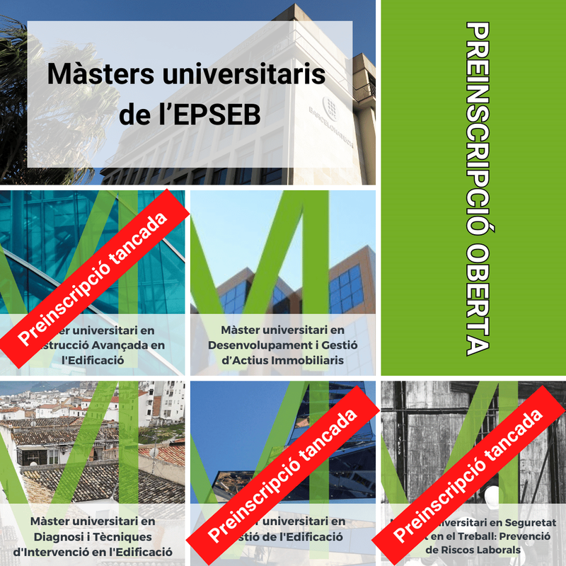 Preinscripció oberta als màsters universitaris impartits a l'EPSEB