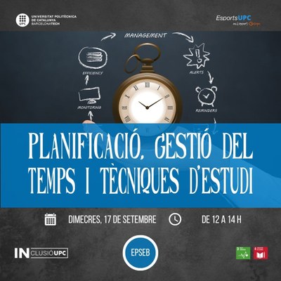 Taller: Planificació, gestió del temps i tècniques d'estudi
