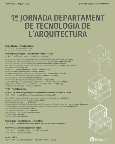 I Jornada del Departamento de Tecnología de la Arquitectura: conectando la investigación, la profesión y la comunidad